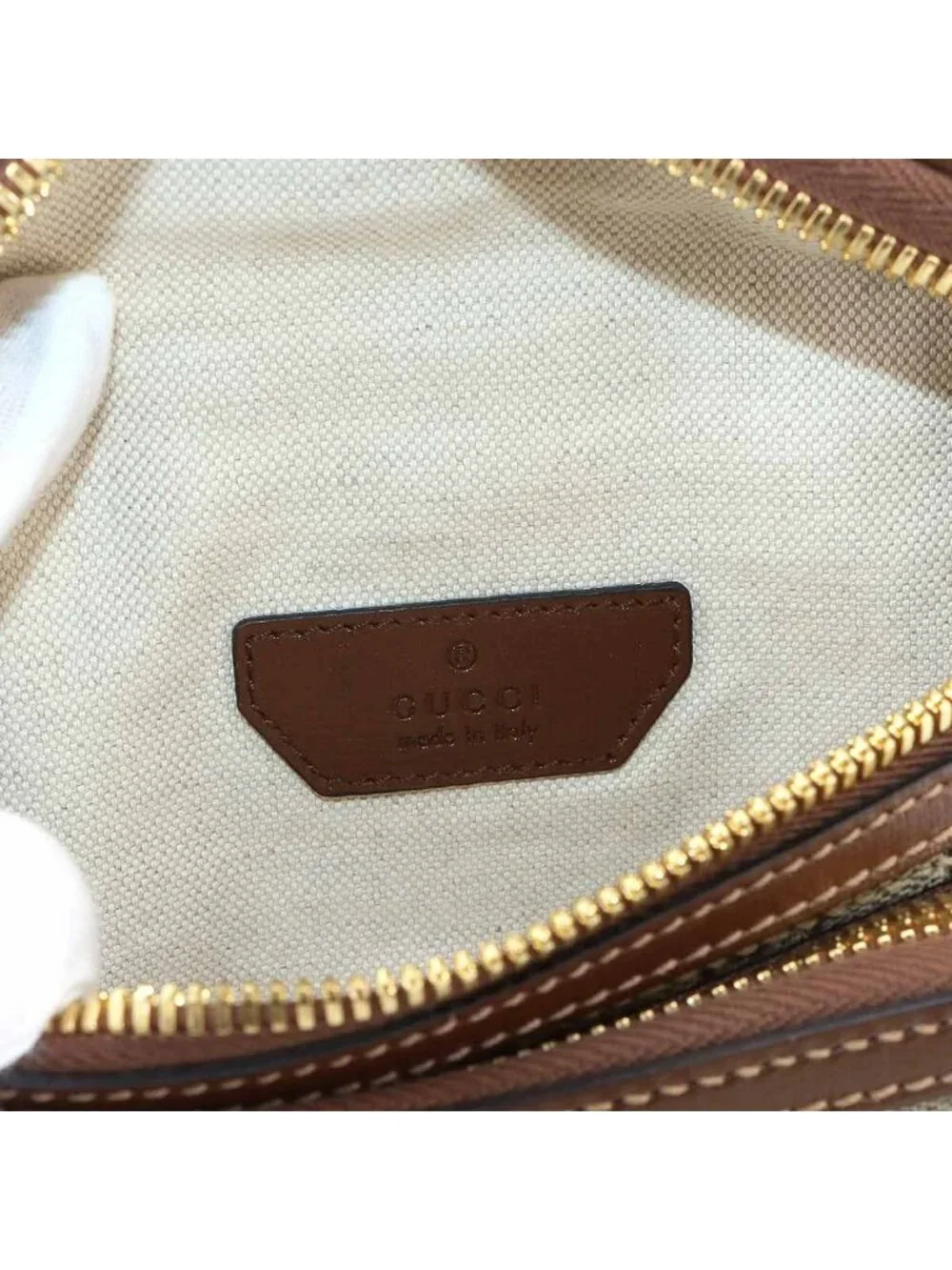 Gucci Interlocking Belt Bag Waist Pouch GG Supreme Leather Beige Brown